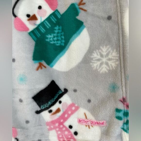 Betsey Johnson Christmas Snowman Oversized Throw Blanket New - Picture 1 of 3